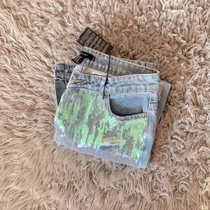Distressed Sequin Jeans